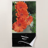 Monogram Oranje Daisy Foto Strandlaken (Voorkant)