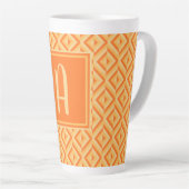 Monogram Oranje driekleurig diamantpatroon Latte Mok (Rechterhoek)