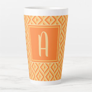 Monogram Oranje driekleurig diamantpatroon Latte Mok