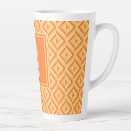 Monogram Oranje driekleurig diamantpatroon Latte Mok (Rechts)
