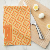 Monogram Oranje driekleurig diamantpatroon Theedoek (Quarter Fold)