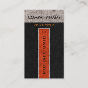 Monogram Oranje en Black Burlap Linen Rustic Jute Visitekaartje