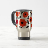 Monogram Oranje en rood Floral Reisbeker (Voorkant links)