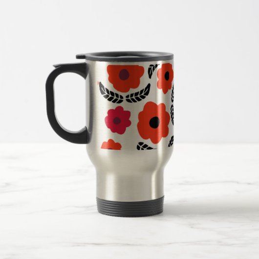 Monogram Oranje en rood Floral Reisbeker (Links)