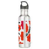Monogram Oranje en rood Floral Waterfles (Achterkant)