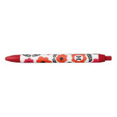 Monogram Oranje en rood Floral Zwarte Inkt Pen (Voorkant)