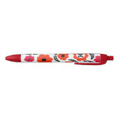 Monogram Oranje en rood Floral Zwarte Inkt Pen (Bodem)