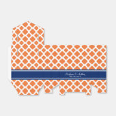 Monogram Oranje en Royal Blue Quatrefoil Wedding Bedankdoosjes (Uitgevouwen)