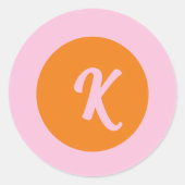 Monogram oranje en roze etiket (Voorkant)