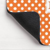 Monogram: Oranje en wit Polka-Dot Mousepad Muismat (Hoek)