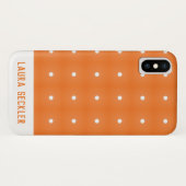 Monogram Oranje en wit Polka Dots Pattern Case-Mate iPhone Case (Achterkant (horizontaal))