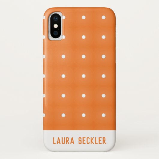 Monogram Oranje en wit Polka Dots Pattern Case-Mate iPhone Case (Achterkant)