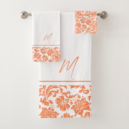 monogram Oranje en witte  damkers Bad Handdoek (Insitu)