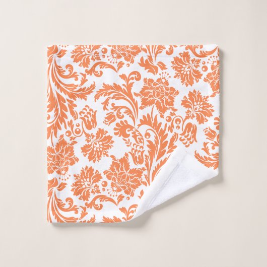monogram Oranje en witte  damkers Bad Handdoek (Wasdoekje)