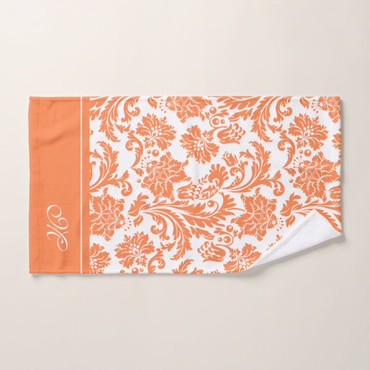 monogram Oranje en witte  damkers Bad Handdoek (Handdoek)