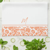 monogram Oranje en witte  damkers Theedoek (Gevouwen)