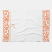 monogram Oranje en witte  damkers Theedoek (Horizontaal)