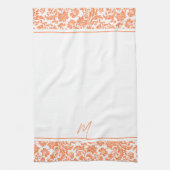 monogram Oranje en witte  damkers Theedoek (Verticaal)