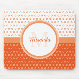 Monogram Oranje en witte pooldots met naam Muismat