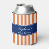 Monogram Oranje en witte strepen met koninklijk bl Blikjeskoeler (Blikje Voorkant)