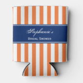 Monogram Oranje en witte strepen met koninklijk bl Blikjeskoeler (Voorkant)