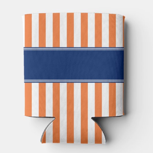 Monogram Oranje en witte strepen met koninklijk bl Blikjeskoeler (Achterkant)