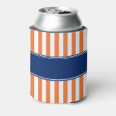 Monogram Oranje en witte strepen met koninklijk bl Blikjeskoeler (Blikje Achterkant)