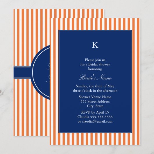 Monogram Oranje en witte strepen met koninklijk bl Kaart (Voorkant / Achterkant)