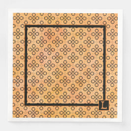 Monogram Oranje en zwart Retro Patroon Servet