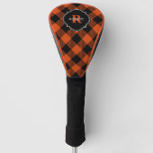 Monogram Oranje en zwarte bufferplaat Golfheadcover (Voorkant)