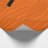 Monogram oranje faux bois cadeaupapier (Hoek)