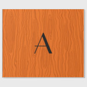 Monogram oranje faux bois cadeaupapier (Vlak)