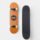 Monogram Oranje Funky Sun Rays Pattern Persoonlijk Skateboard (Voorkant)
