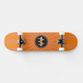 Monogram Oranje Funky Sun Rays Pattern Persoonlijk Skateboard (Horizontaal)