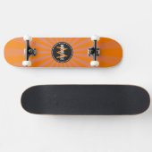 Monogram Oranje Funky Sun Rays Pattern Persoonlijk Skateboard (Horizontaal)