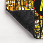 Monogram Oranje Geel Rood Zwart Abstract Art Muismat (Hoek)