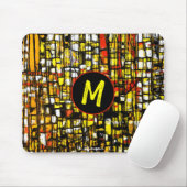 Monogram Oranje Geel Rood Zwart Abstract Art Muismat (Met muis)