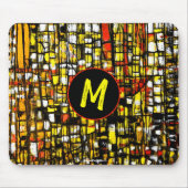 Monogram Oranje Geel Rood Zwart Abstract Art Muismat (Voorkant)