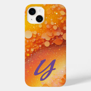Monogram Oranje Glitter Case-Mate iPhone 14 Hoesje