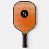 Monogram Oranje Glitter Pickleball Paddle (Voorkant)