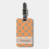 Monogram Oranje Gray Cute Polka Dot Pattern Bagagelabel (Voorkant verticaal)