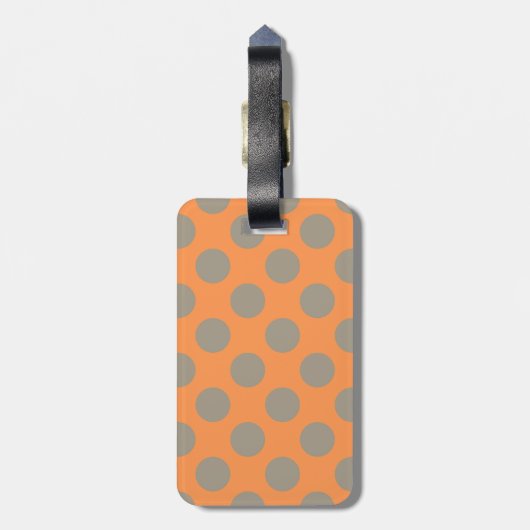 Monogram Oranje Gray Cute Polka Dot Pattern Bagagelabel (Achterkant verticaal)