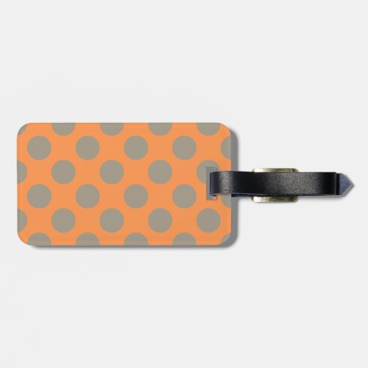 Monogram Oranje Gray Cute Polka Dot Pattern Bagagelabel (Achterkant horizontaal)