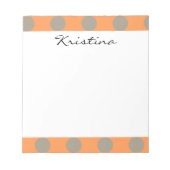 Monogram Oranje Gray Cute Polka Dot Pattern Notitieblok (Voorkant)