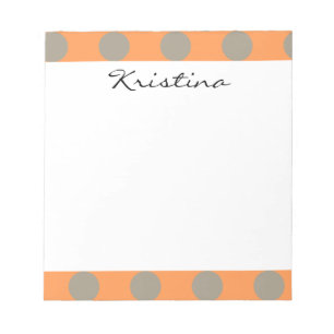 Monogram Oranje Gray Cute Polka Dot Pattern Notitieblok
