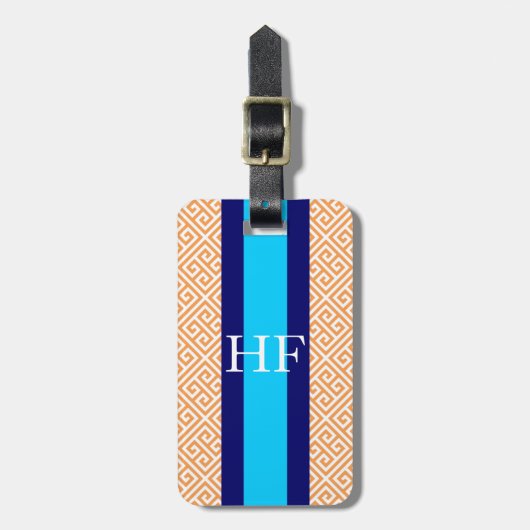 Monogram Oranje Griekse Sleutel Bagage Label (Voorkant verticaal)