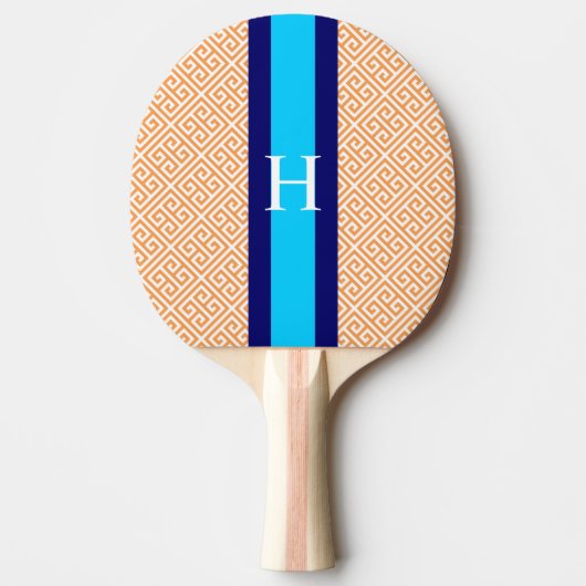 Monogram Oranje Griekse Sleutel Ping Pong Batje (Voorkant)