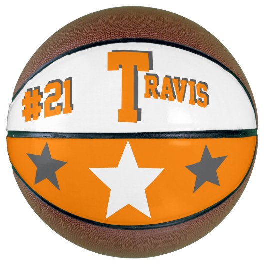 Monogram Oranje, grijs en wit Basketbal (Voorkant)