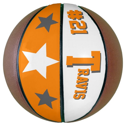 Monogram Oranje, grijs en wit Basketbal (Verticaal)