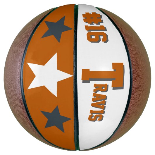 Monogram Oranje, grijs en wit Basketbal (Verticaal)